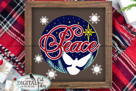 3D Christmas Dove Peace Shadow Box Svg for Winter Amp Branding