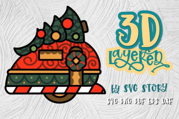 3D Layered Christmas Camper 03 SVG for Winter Amp Creations