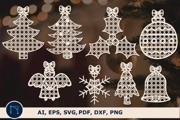 Cane Rattan Christmas Element SVG Bundle for Winter Amp