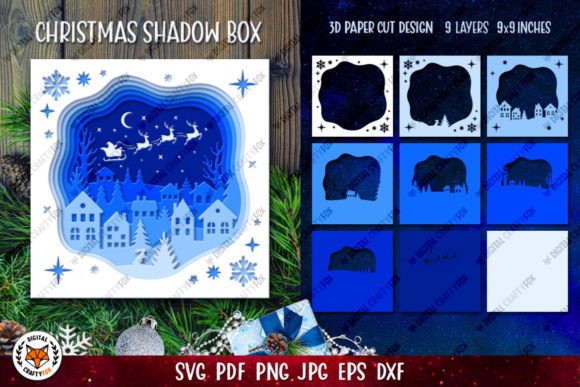 Christmas 3D Layered Shadow Box for Modern Blog Design