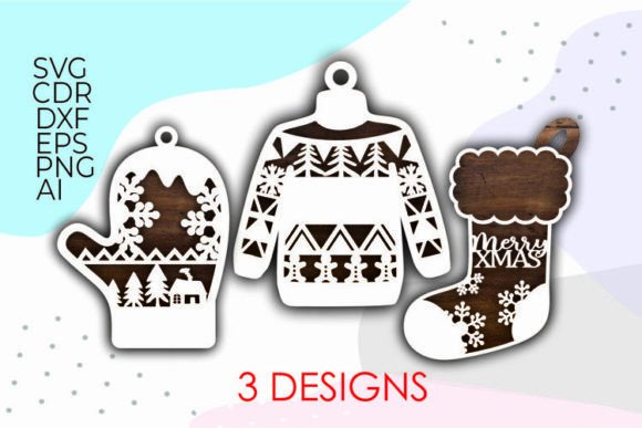 Christmas Mitten Svg, Christmas Sock Svg for Winter Amp