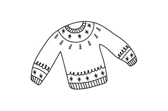 Christmas Sweater Line Art for Festive Crafts