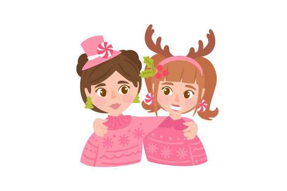 Cute Christmas Girls - Pink Christmas Theme