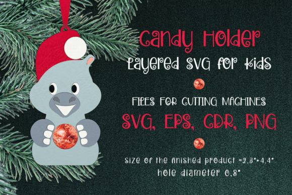 Hippopotamus Christmas Candy Holder for Festive Crafts