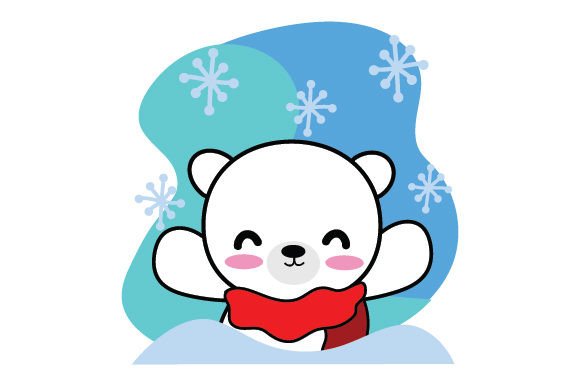 Kawaii Polar Bear with Christmas Scarf for Festive Blog Graphics