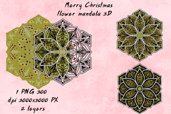 Merry Christmas Flower Mandala 3d for Holiday Branding