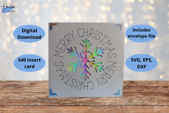 Merry Christmas Snowflake Insert Card Design