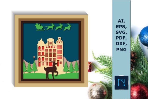 Muli-layer 3D Christmas Shadow Box SVG for Seasonal Branding