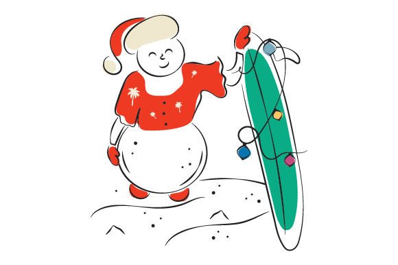 Tropical Christmas - Sand Snowman with Santa Hat