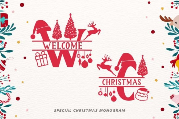 Welcome Christmas Monogram for Decorative Digital Products